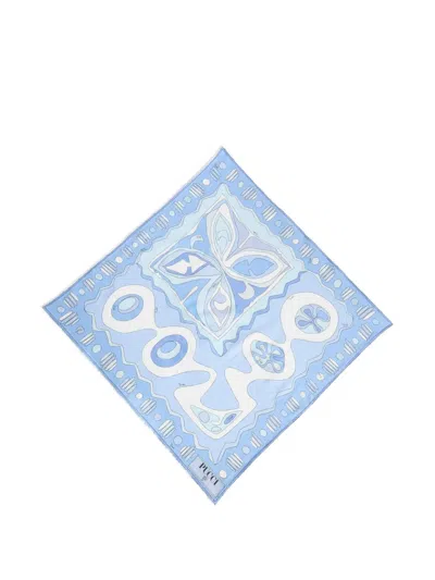 Pucci Angoli-print Cotton Square Scarf In Blue