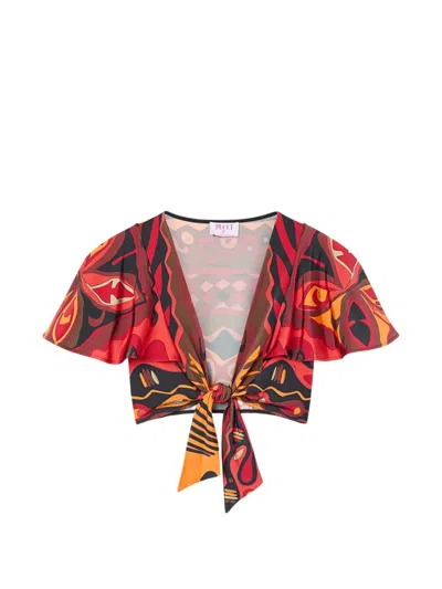 Pucci Angoli-print Knotted Top In Multi