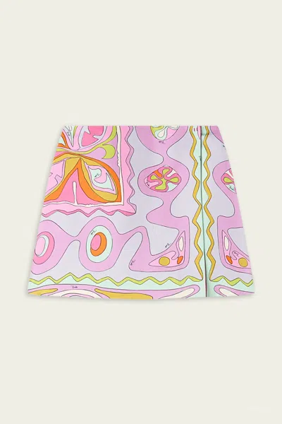 Pucci Angoli-print Silk Skirt In Multicolor In Pink