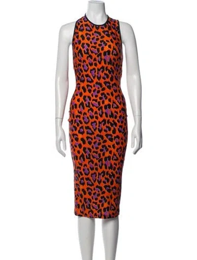 Pre-owned Pucci Animal Print Knee-length Dress In Orange