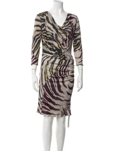 Pre-owned Pucci Animal Print Midi Length Dress In Neutrals/purple