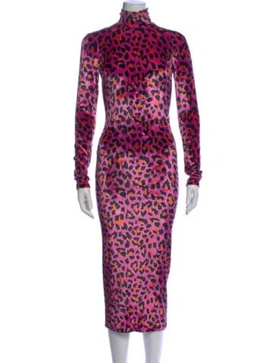 Pre-owned Pucci Animal Print Midi Length Dress In Purple