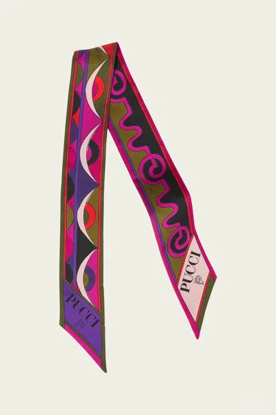 Pucci Astro And Rombi Print Silk Twill Scarf In Multicolor
