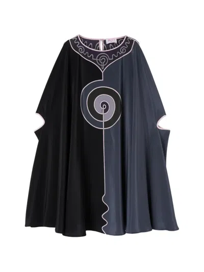 Pucci Astro-print Cape Mini Dress In Brown