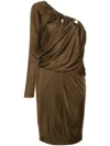 Pucci Asymmetric Draped Midi Dress In Brown