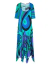 Pucci Asymmetric-hem Maxi Dress In Blue