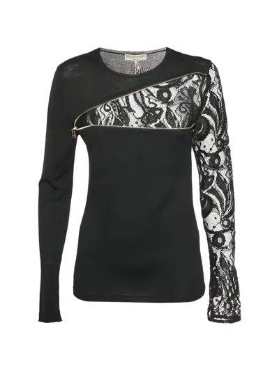 Pre-owned Pucci Asymmetric Zip-detail Wool Blouse In Black