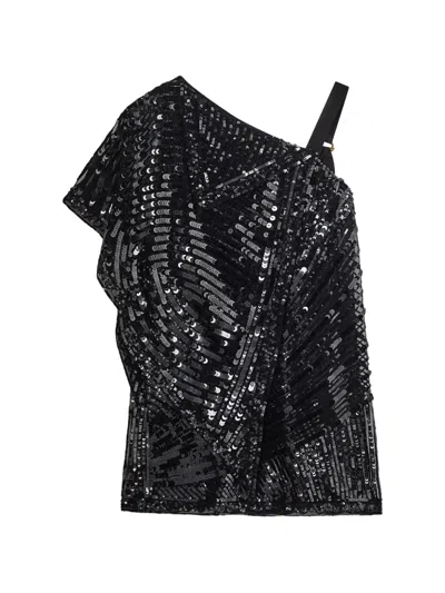 Pucci Asymmetrical Embroidered Foulard Dress In Black