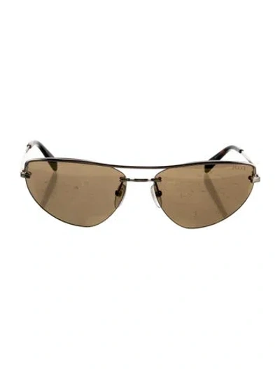 Pre-owned Pucci Aviator Tinted Sunglasses In Brown/gold