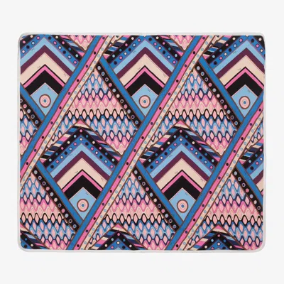 Pucci Baby Girls Blue & Pink Vivara Blanket (88cm)