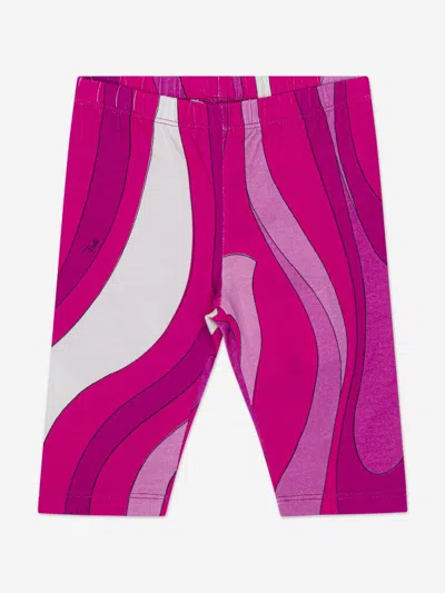 Pucci Baby Girls Cotton Leggings In Pink