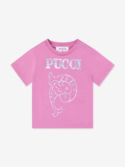 Pucci Baby Girls Fish Logo T-shirt In Pink