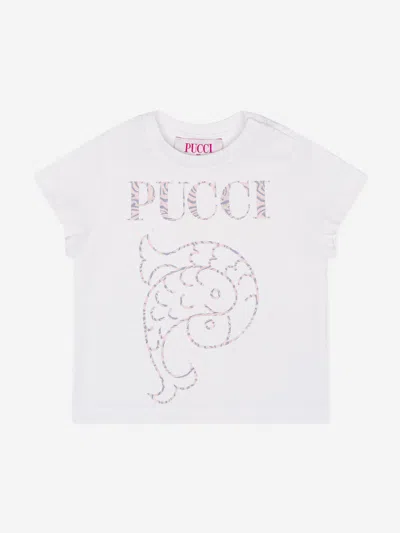 Pucci Baby Girls Fish Logo T-shirt In White