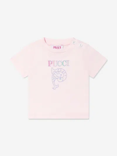 Pucci Kids'  Baby Girls Logo T-shirt In Pink