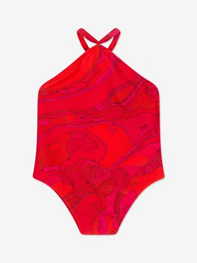 Pucci Baby Girls Orchidee Print Swimsuit In Red