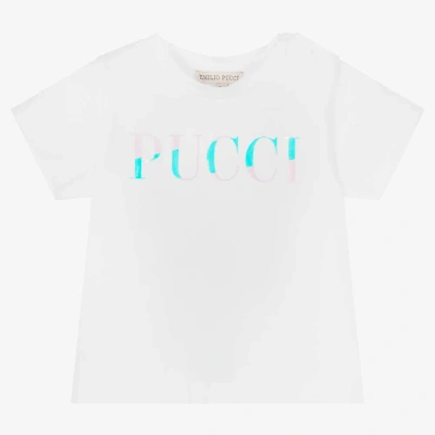 Pucci Baby Girls White Logo T-shirt