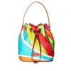 Pucci Small Printed Drawstring Bag In Orange,fuchsia