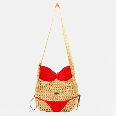 Pucci Bikini-patch Woven Shoulder Bag In Neutral