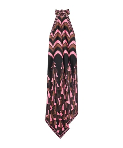 Pucci Baiadera Print Halterneck Silk Dress In Brown
