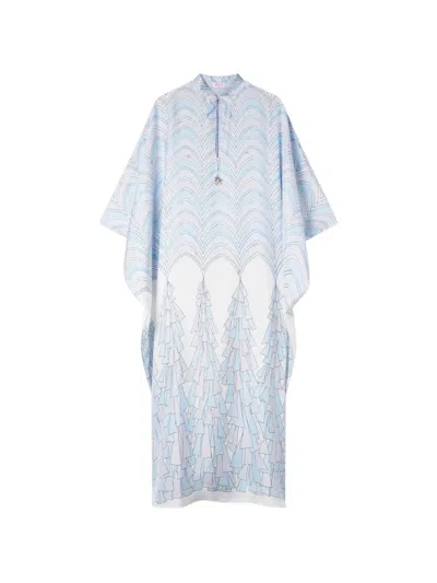 Pucci Baiadera Print Silk Kaftan In Blue