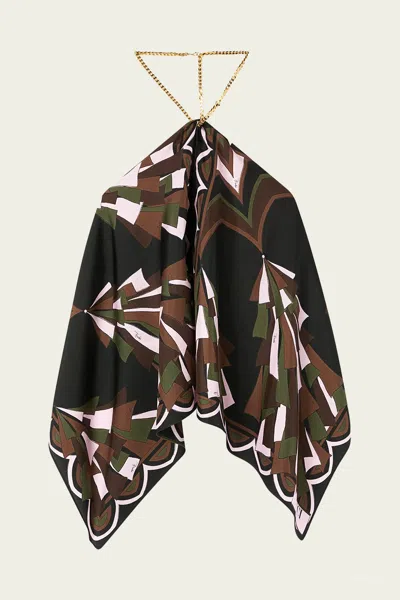 Pucci Baiadera-print Chain Top In Khaki Pink In Multi