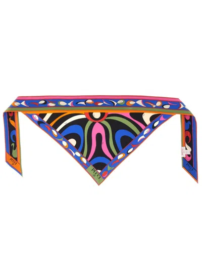 Pucci Abstract Print Silk Scarf In Multicolour