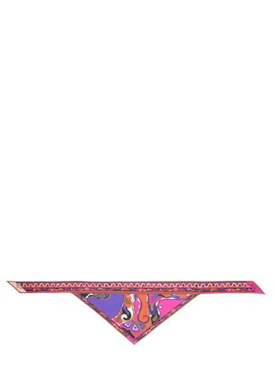 Pucci "bandeau" Triangle Scarf In Orchid Print In Pink