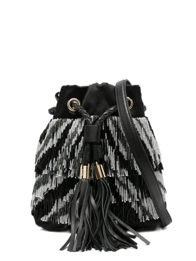 Pucci Beaded-fringe Bucket Bag In Black
