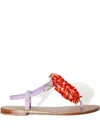 Pucci Beaded Leather Sandals In Brown
