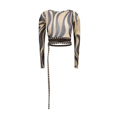 Pucci Beige Polyamide Pattern Shirt In Multi