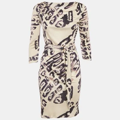 Pre-owned Pucci Beige Printed Jersey Mini Dress S In Sand
