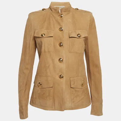 Pre-owned Pucci Beige Suede Military Style Jacket M In Sand