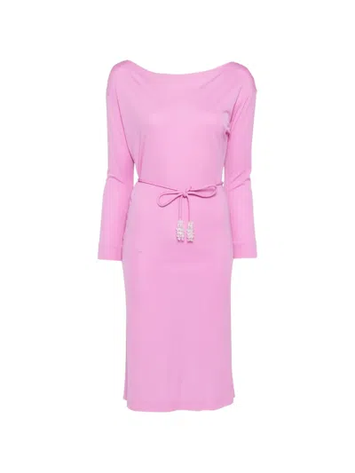 Pre-owned Pucci Belted Midi Dress In Pink