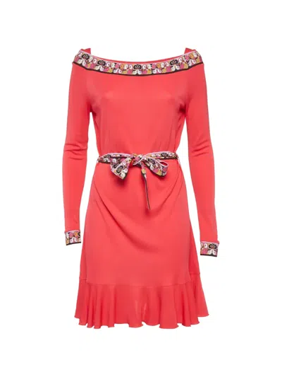 Pre-owned Pucci Belted Mini Dress In Pink