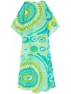 Pucci Bersaglio-print Cotton Kaftan Dress In Blue