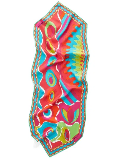 Pucci Bersaglio-print Silk Twill Scarf In Orange