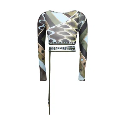 Pucci Bicolor Polyamide Pattern Shirt In Multi