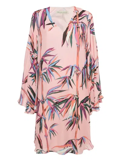 Pre-owned Pucci Birds-print Silk Kaftan In Pink