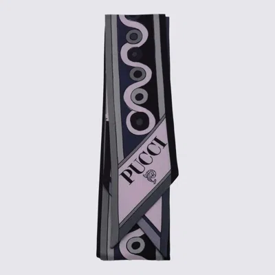 Pucci Black And Blue Silk Scarves