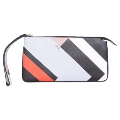 Pre-owned Pucci Black & Multicolor Emilio  Geometric Print Zip Wristlet