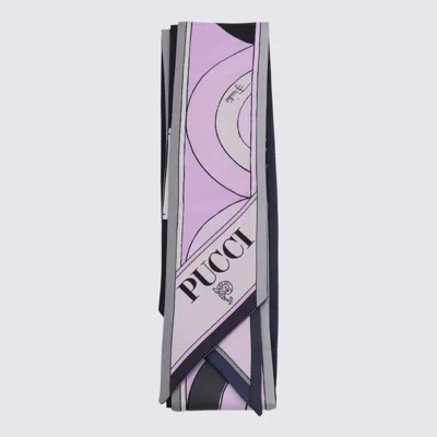 Pucci Black And Pink Silk Scarves In Purple