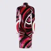 Pucci Geometric Pattern Velvet Midi Dress In Fuxia/marrone