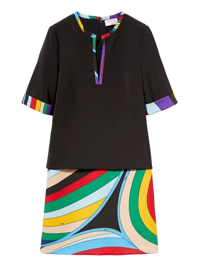 PUCCI BLACK IRIDE-PRINT MINI DRESS