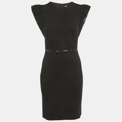 Pre-owned Pucci Black Jersey Ruffle Detail Bodycon Mini Dress S