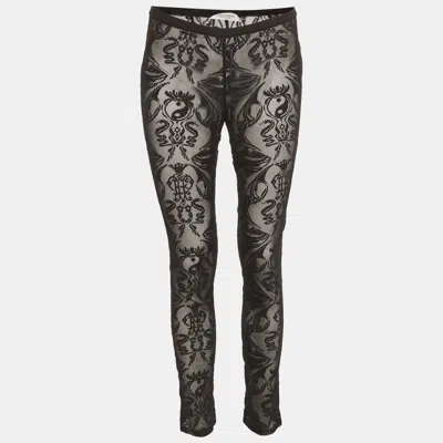 Pre-owned Pucci Black Lace Straight Trousers S