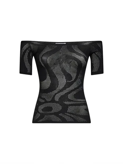 Pucci Black Marmo Jacquard Net Top