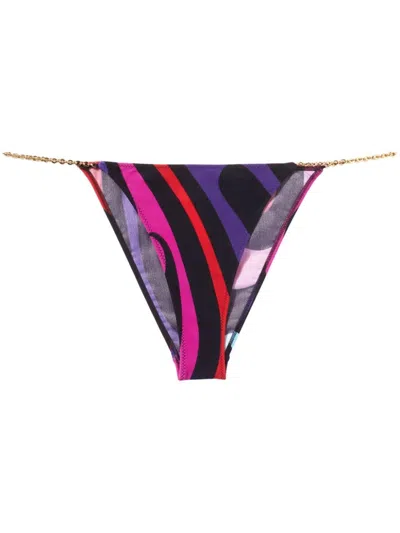 PUCCI BLACK MARMO PRINT BIKINI BOTTOMS