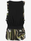 Pucci Open-back Gathered Printed Stretch-satin Jersey Mini Dress In Black