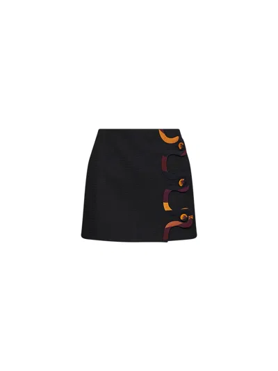 Pucci Black Tecno Poudre Mini Skirt With Printed Wavy Trim