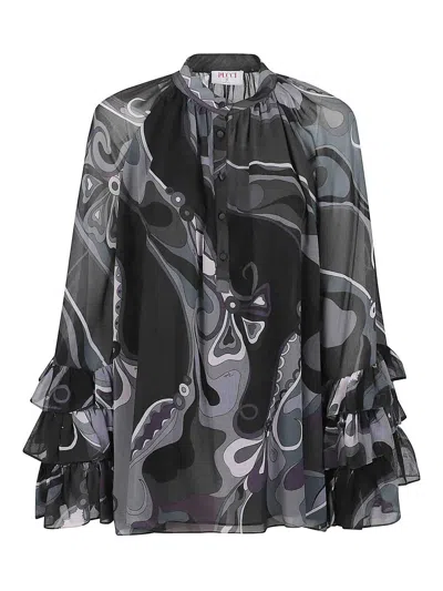 Pucci Blouse - Etamine Silk Shappe In Black